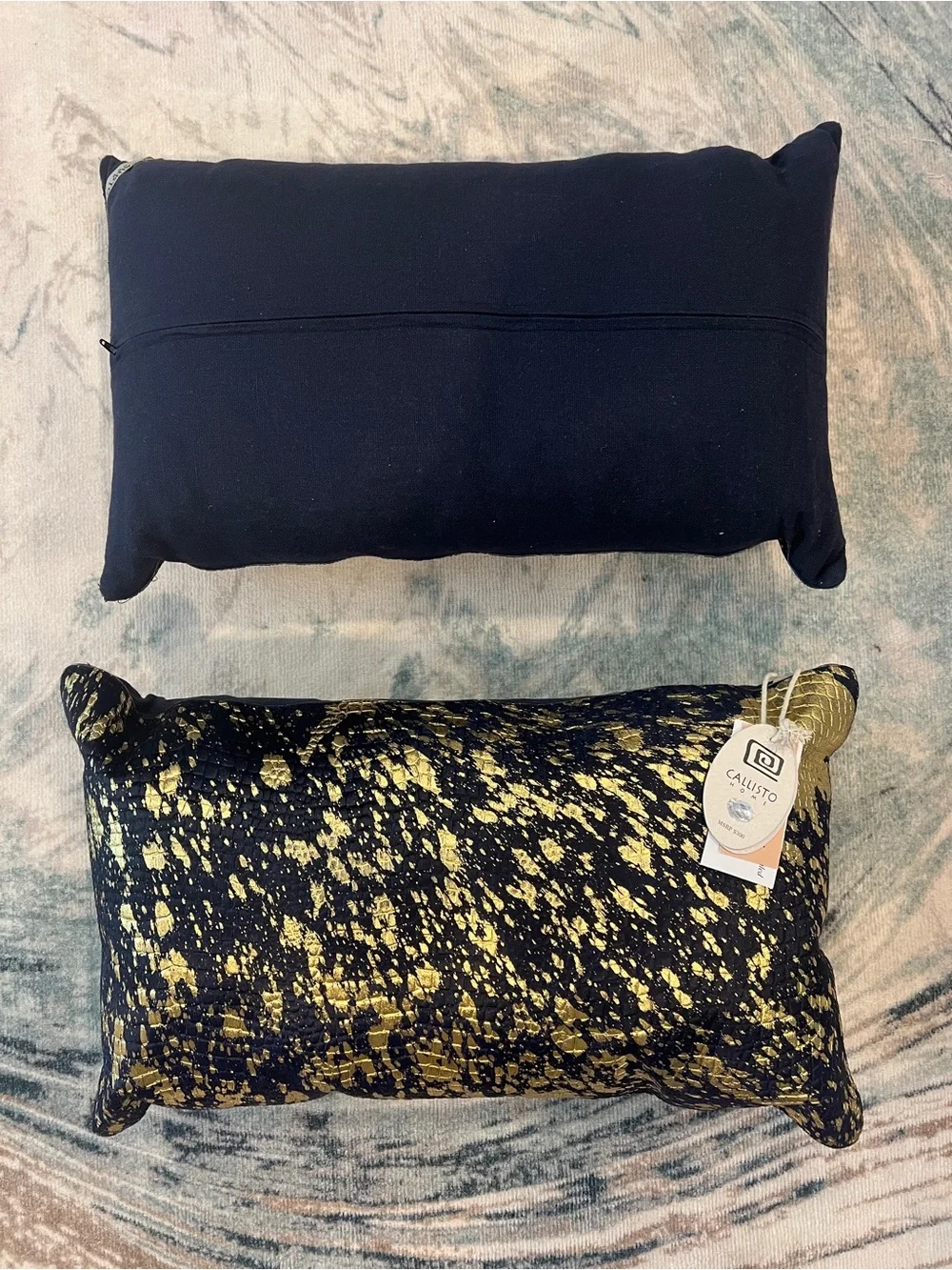 2 - Callisto Home 14” x 24” Lumbar Throw Accent Pillow Luxury Glam Cow Hide